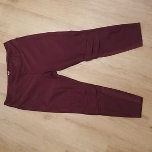 Wine Red Capri Leggings with Knee Cutouts
